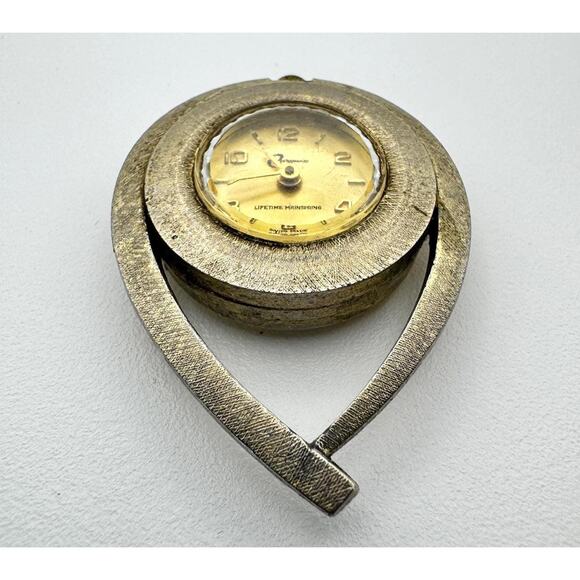 Vintage Bayron Teardrop Pendant Watch – Swiss Made Gold-Tone Retro Jewelry - Picture 3 of 6